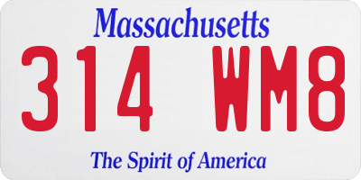 MA license plate 314WM8