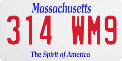 MA license plate 314WM9