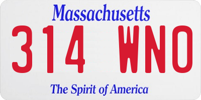 MA license plate 314WN0