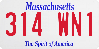 MA license plate 314WN1