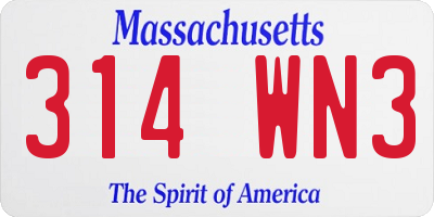 MA license plate 314WN3