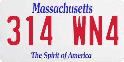 MA license plate 314WN4