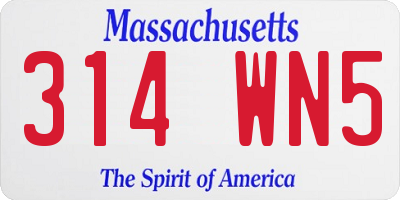 MA license plate 314WN5