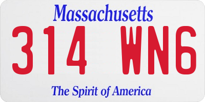 MA license plate 314WN6