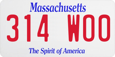 MA license plate 314WO0