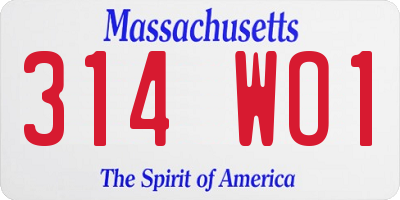 MA license plate 314WO1