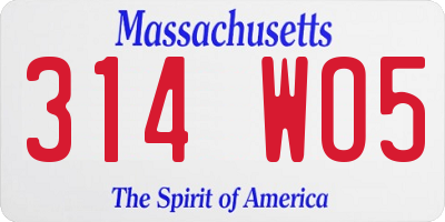 MA license plate 314WO5
