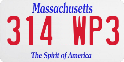 MA license plate 314WP3