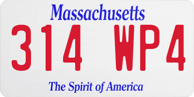 MA license plate 314WP4