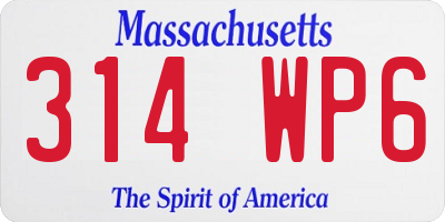 MA license plate 314WP6