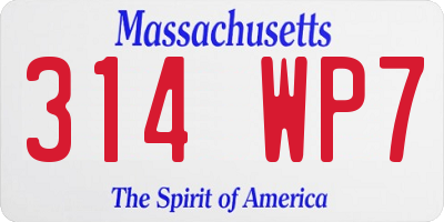 MA license plate 314WP7