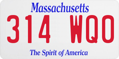 MA license plate 314WQ0