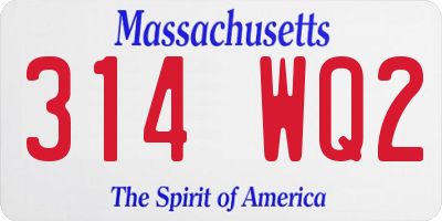 MA license plate 314WQ2