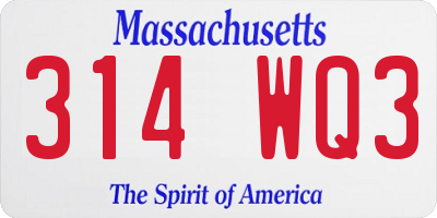 MA license plate 314WQ3
