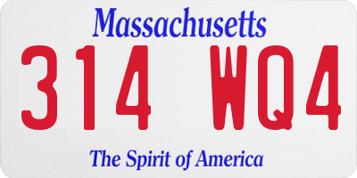 MA license plate 314WQ4