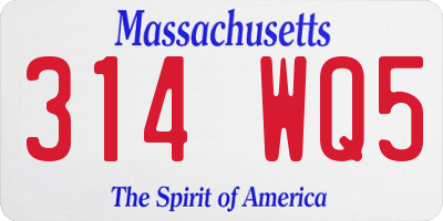 MA license plate 314WQ5