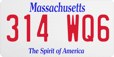 MA license plate 314WQ6