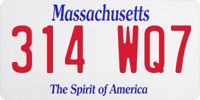 MA license plate 314WQ7