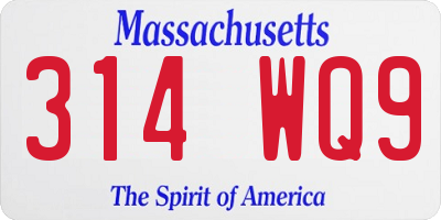 MA license plate 314WQ9