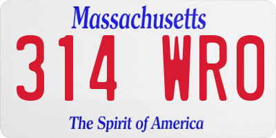 MA license plate 314WR0