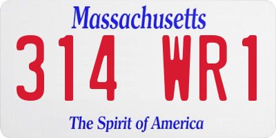 MA license plate 314WR1