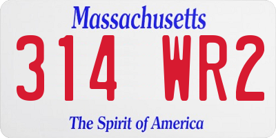 MA license plate 314WR2