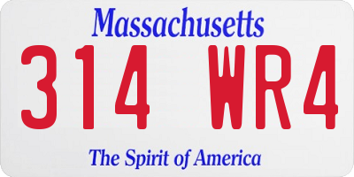 MA license plate 314WR4