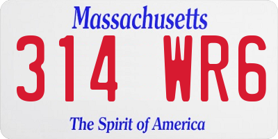 MA license plate 314WR6