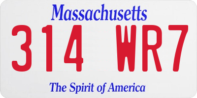 MA license plate 314WR7