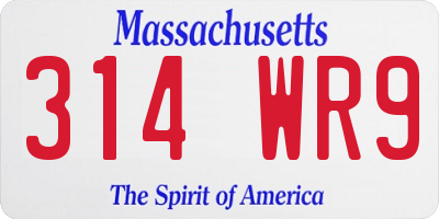 MA license plate 314WR9