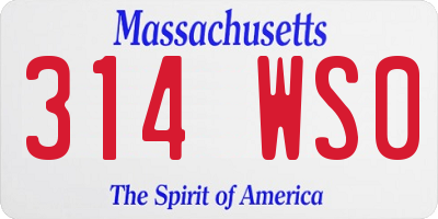 MA license plate 314WS0