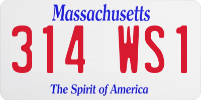 MA license plate 314WS1