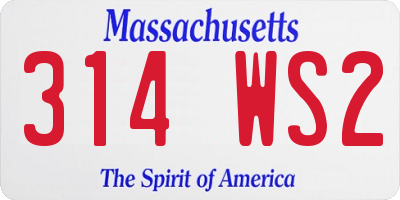 MA license plate 314WS2