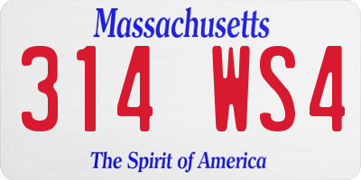 MA license plate 314WS4