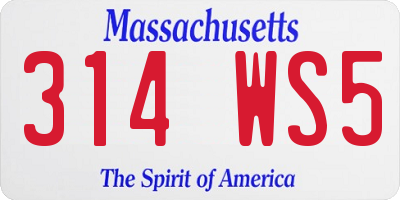 MA license plate 314WS5