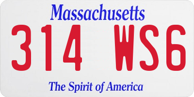 MA license plate 314WS6
