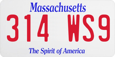 MA license plate 314WS9