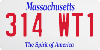 MA license plate 314WT1