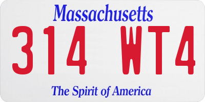 MA license plate 314WT4