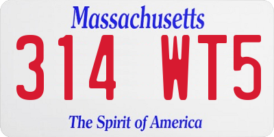 MA license plate 314WT5