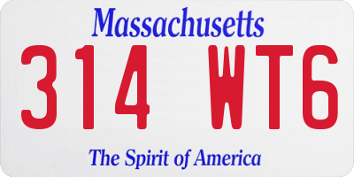 MA license plate 314WT6