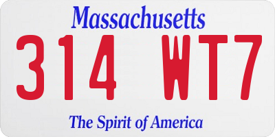 MA license plate 314WT7