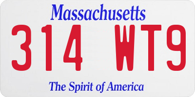 MA license plate 314WT9