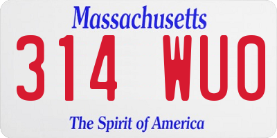 MA license plate 314WU0