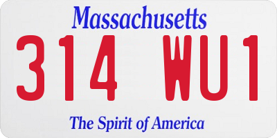 MA license plate 314WU1