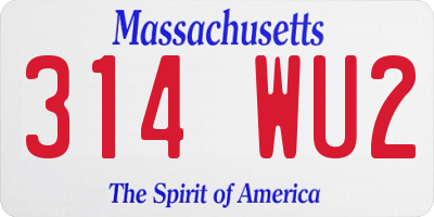 MA license plate 314WU2