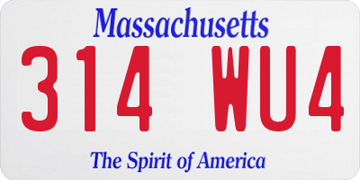 MA license plate 314WU4