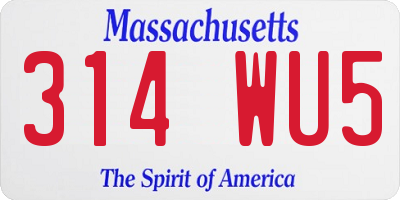 MA license plate 314WU5