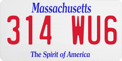 MA license plate 314WU6