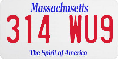 MA license plate 314WU9
